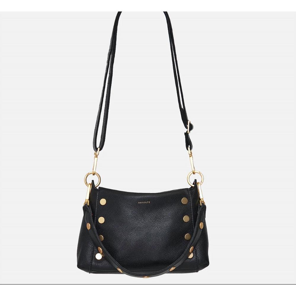 Hammitt Black Leather Bryant Medium Shoulder Bag with Gold Hardware